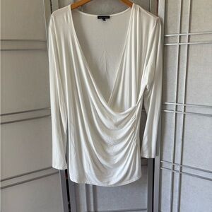 Universal Standard Elegant White Drape V-Neck Top